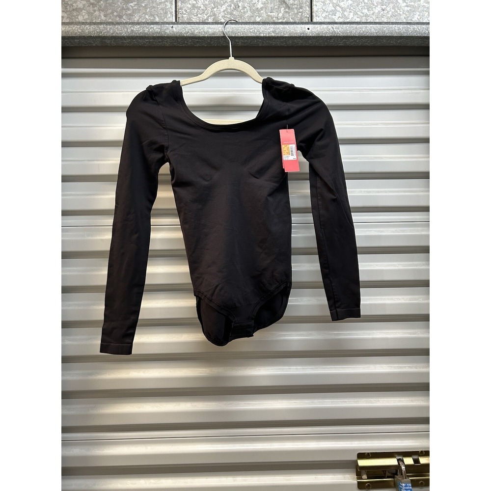 Spanx Body Suit Women's S Very Black Style FS6015 Slimming Shaping Long Sleeve